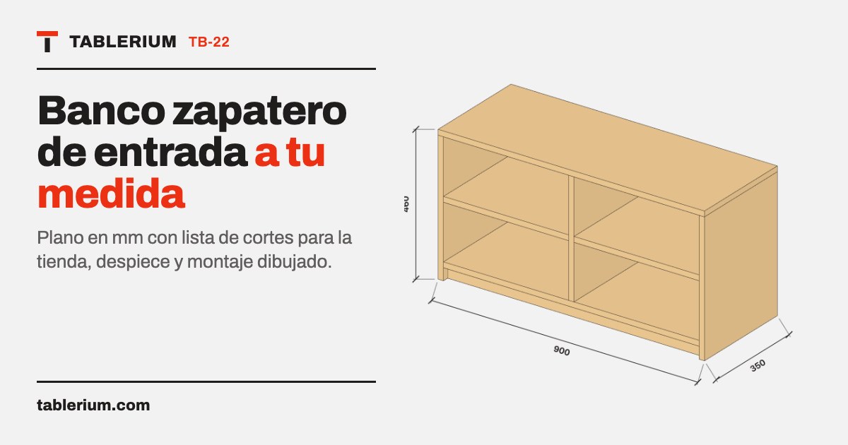 Banco zapatero de entrada: vista del mueble con medidas